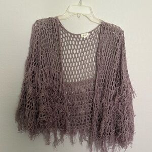 POL Purple Fringe Shrug